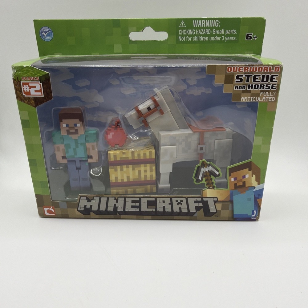 Mojang Minecraft Series 2 Overworld Steve and Horse  NEW